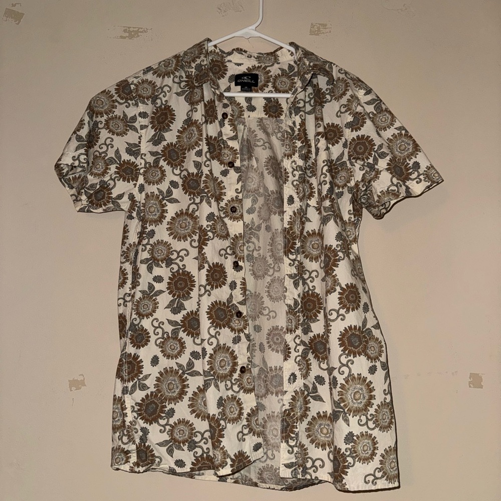 O'Neill Brown and Cream Floral Men's Shirt